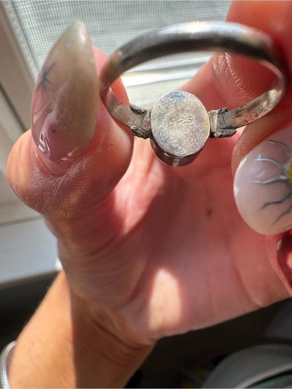 Sterling Silver Carnelian  Red Stone Ring - size 6.5
